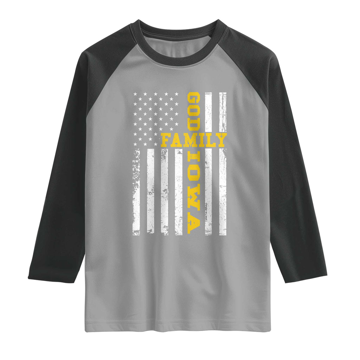God Family Iowa Raglan Shirt IA State Game Day Christian American Flag