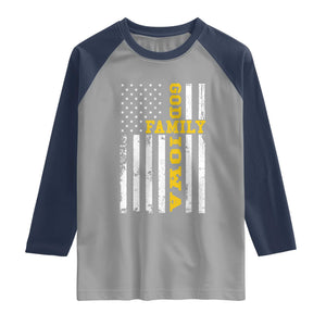 God Family Iowa Raglan Shirt IA State Game Day Christian American Flag
