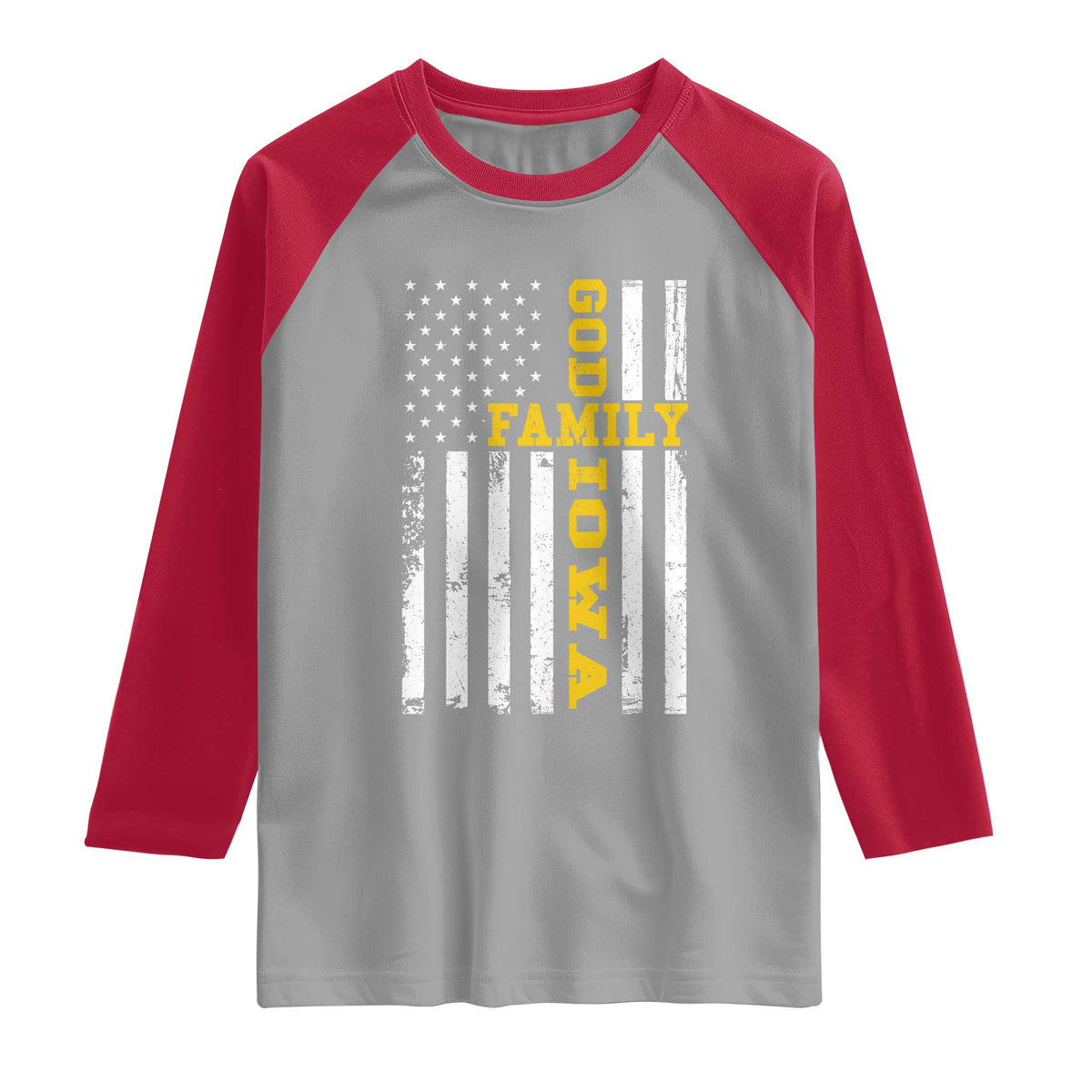 God Family Iowa Raglan Shirt IA State Game Day Christian American Flag