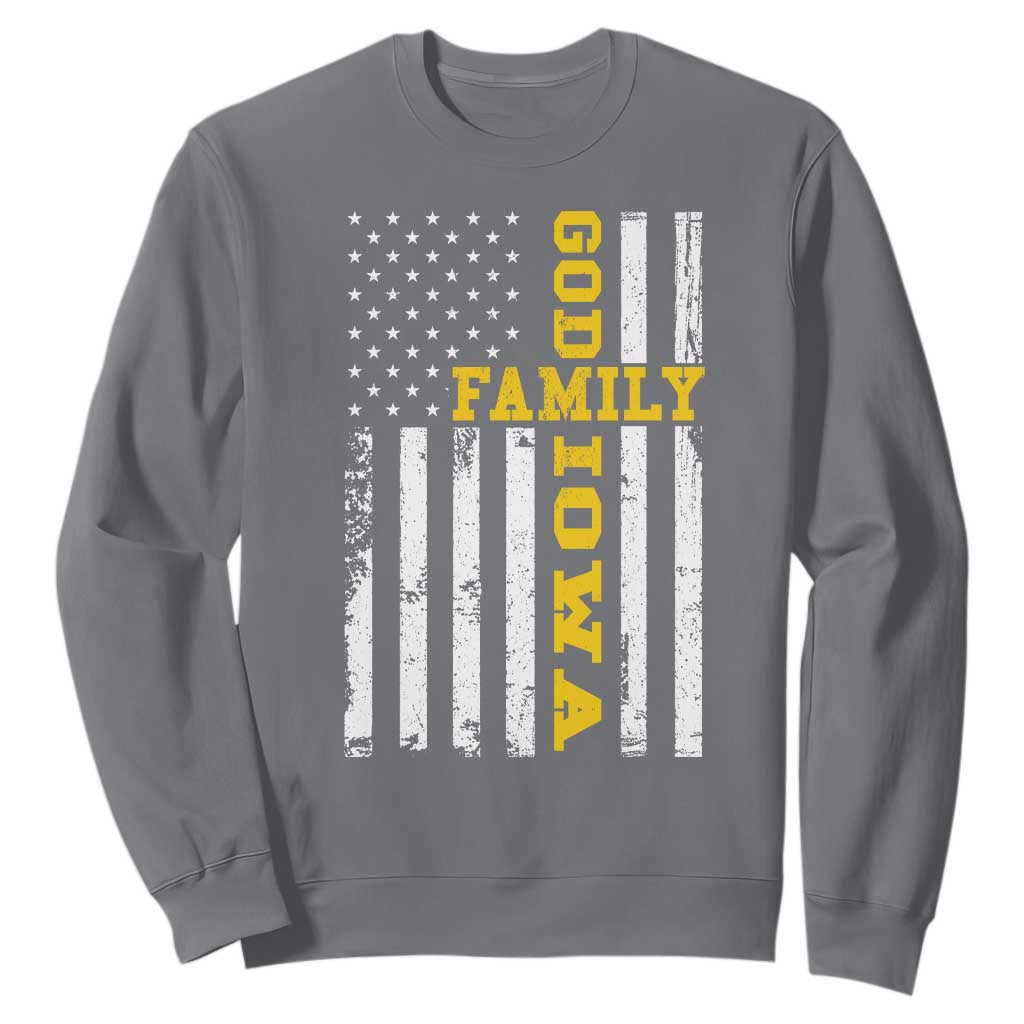 God Family Iowa Sweatshirt IA State Game Day Christian American Flag