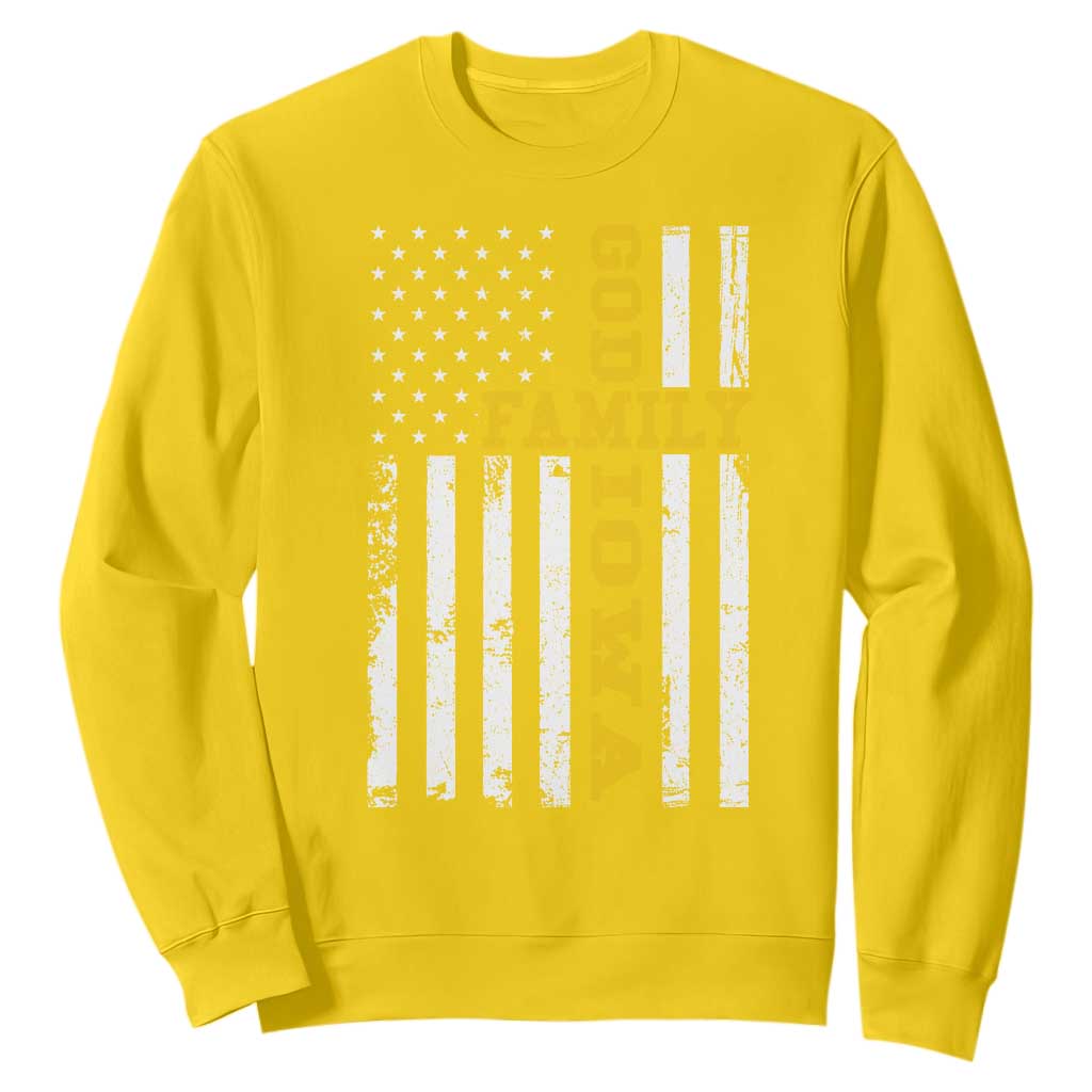God Family Iowa Sweatshirt IA State Game Day Christian American Flag