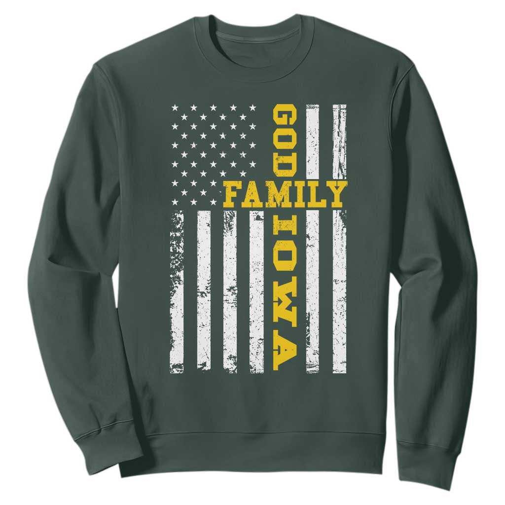 God Family Iowa Sweatshirt IA State Game Day Christian American Flag