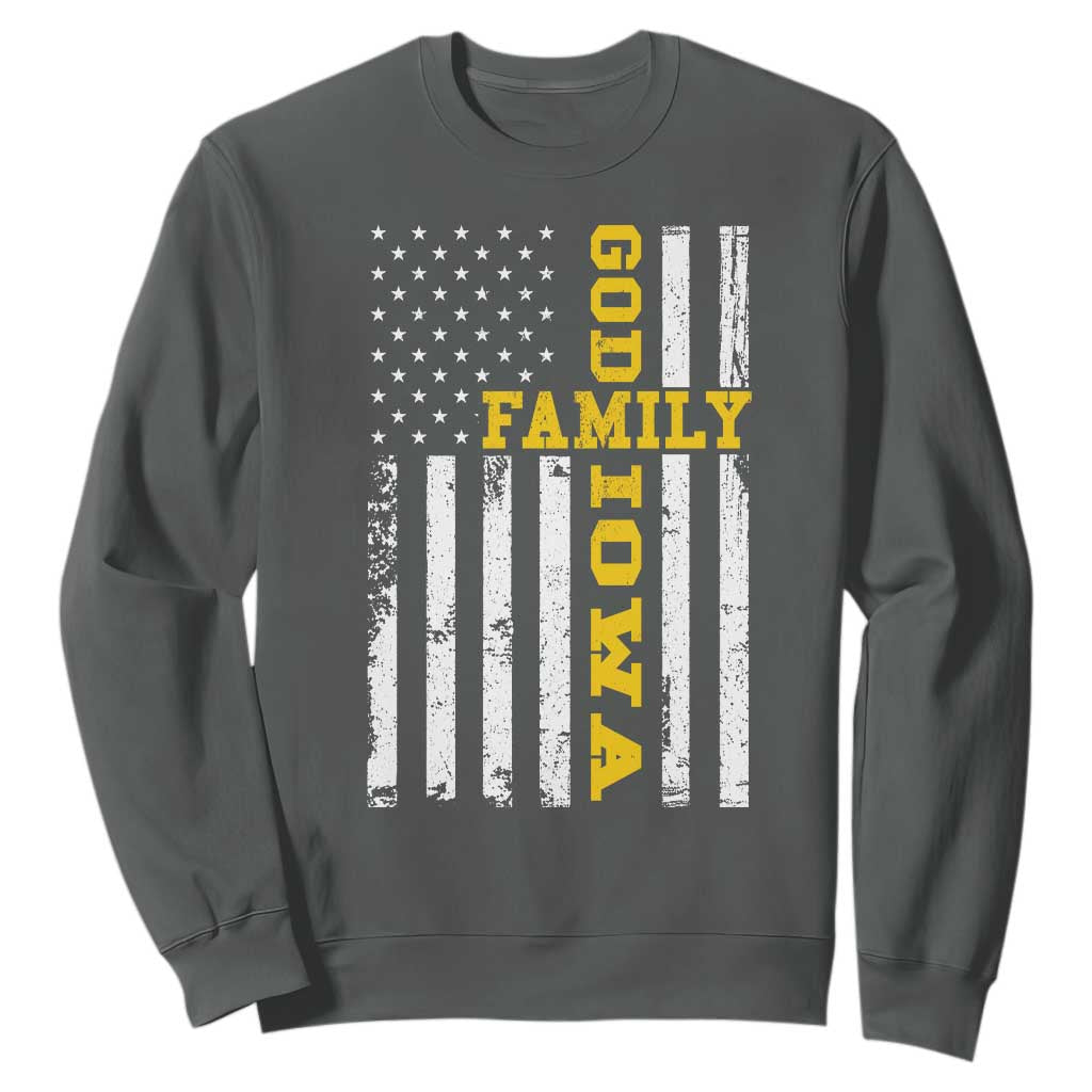 God Family Iowa Sweatshirt IA State Game Day Christian American Flag