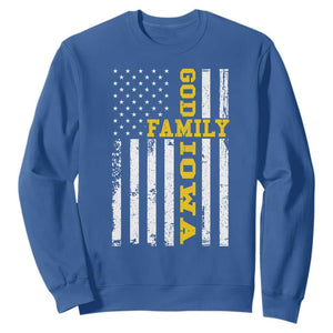 God Family Iowa Sweatshirt IA State Game Day Christian American Flag