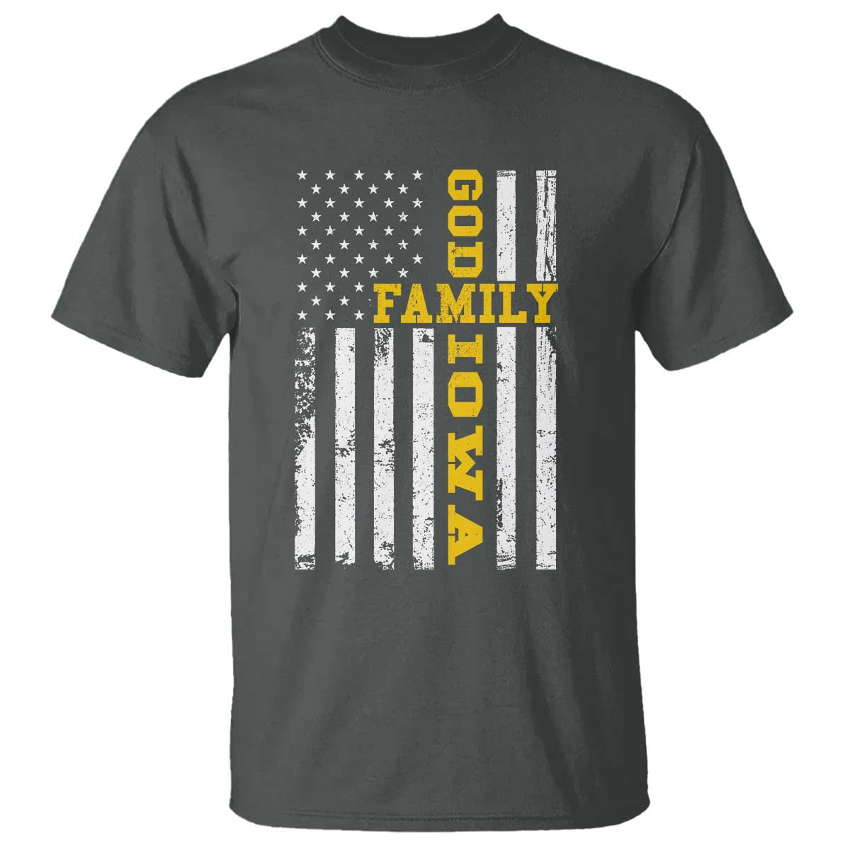 God Family Iowa T Shirt IA State Game Day Christian American Flag