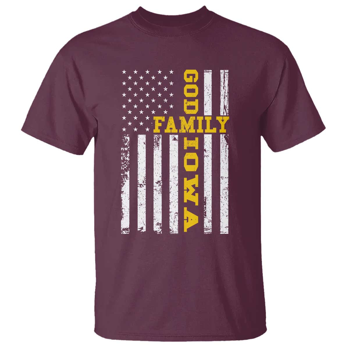 God Family Iowa T Shirt IA State Game Day Christian American Flag