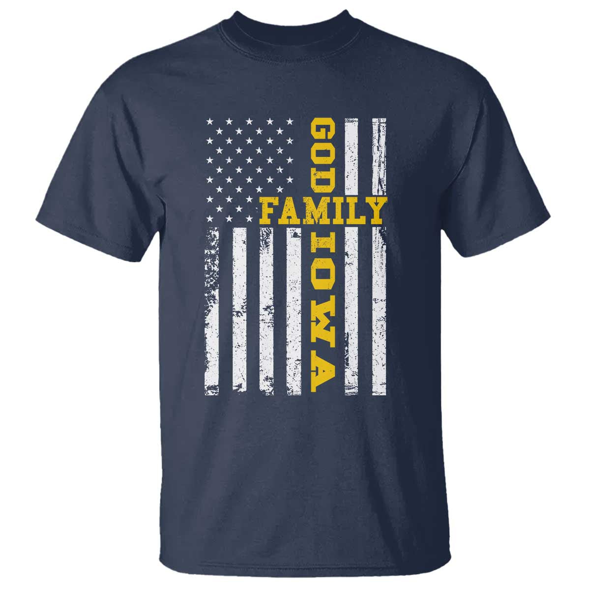 God Family Iowa T Shirt IA State Game Day Christian American Flag