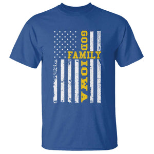 God Family Iowa T Shirt IA State Game Day Christian American Flag
