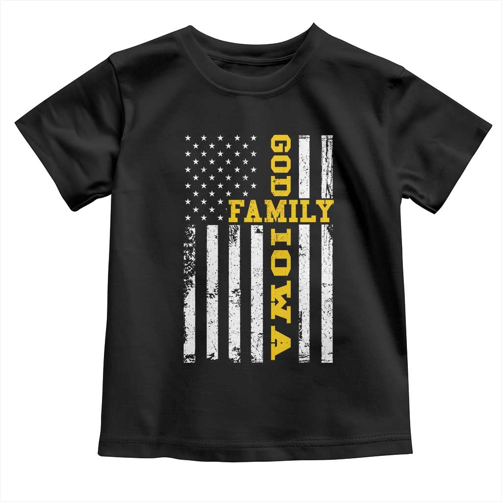 God Family Iowa Toddler T Shirt IA State Game Day Christian American Flag