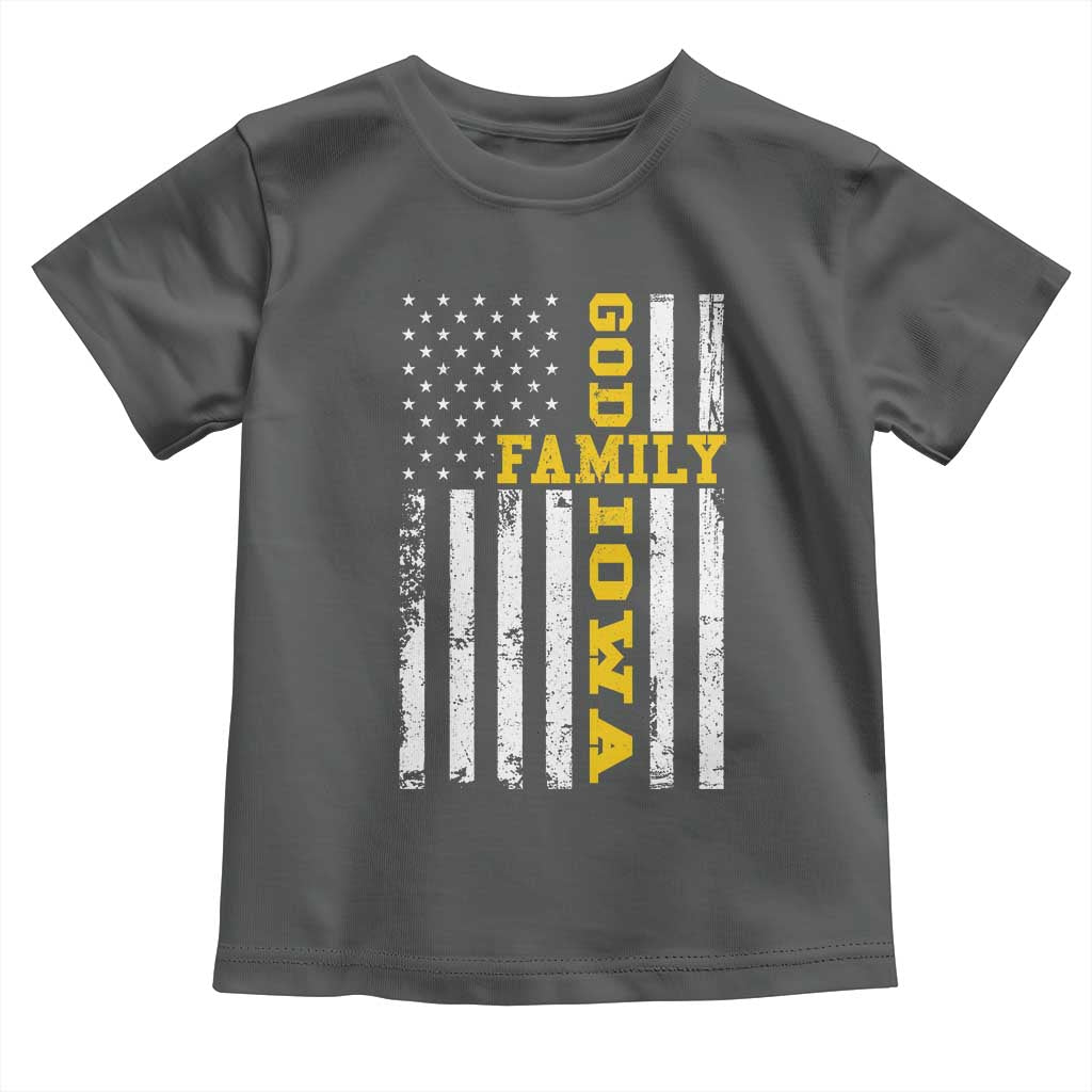 God Family Iowa Toddler T Shirt IA State Game Day Christian American Flag