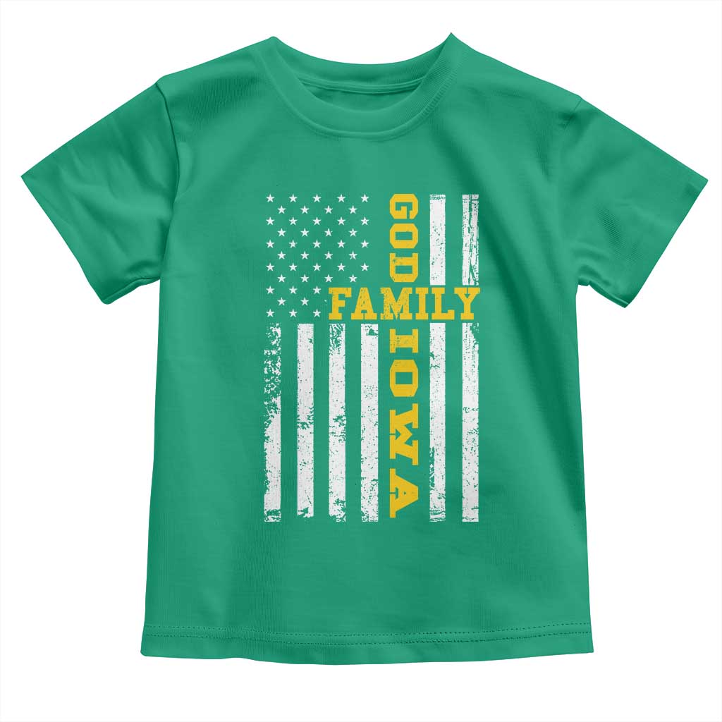 God Family Iowa Toddler T Shirt IA State Game Day Christian American Flag