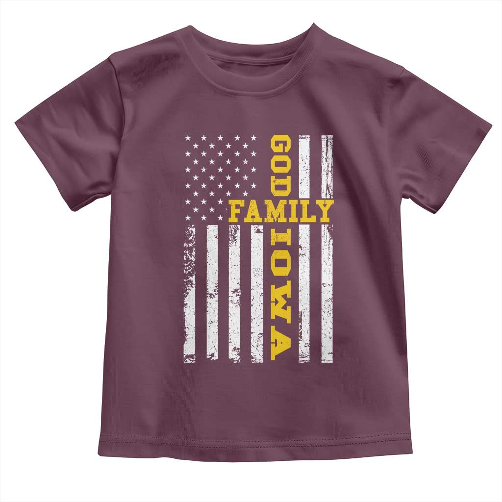 God Family Iowa Toddler T Shirt IA State Game Day Christian American Flag