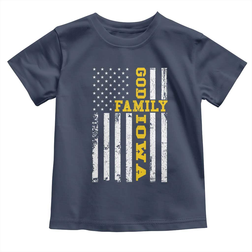God Family Iowa Toddler T Shirt IA State Game Day Christian American Flag