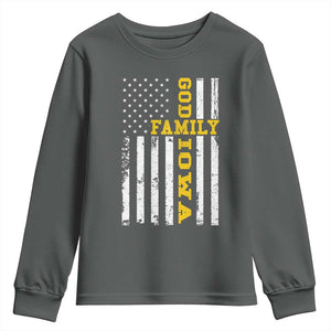 God Family Iowa Youth Sweatshirt IA State Game Day Christian American Flag