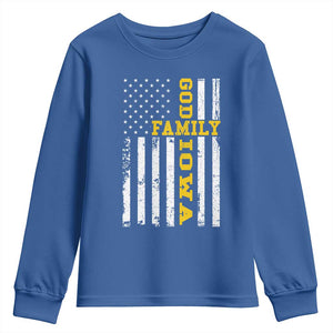 God Family Iowa Youth Sweatshirt IA State Game Day Christian American Flag