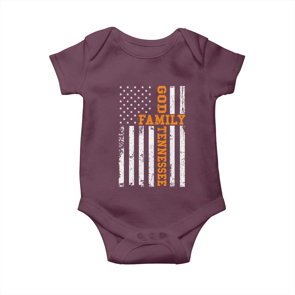 God Family Tennessee Baby Onesie TN Game Day Christian American Flag