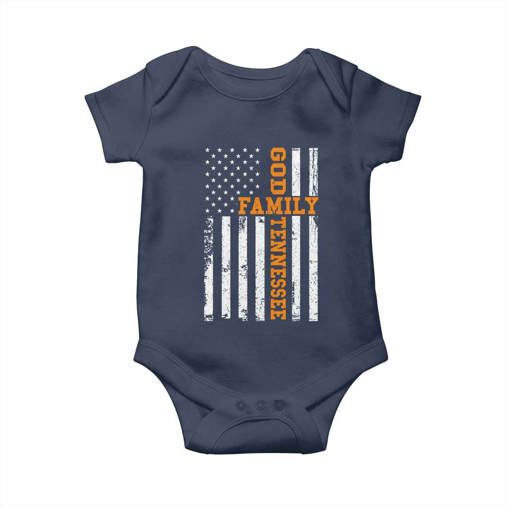 God Family Tennessee Baby Onesie TN Game Day Christian American Flag