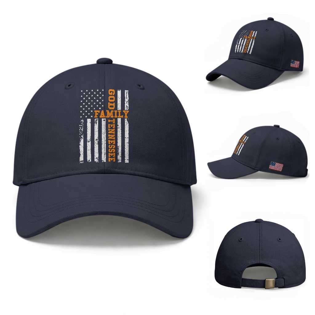 God Family Tennessee Baseball Cap TN Game Day Christian American Flag