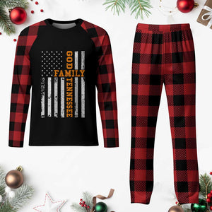 God Family Tennessee Plaid Pajama Set TN Game Day Christian American Flag