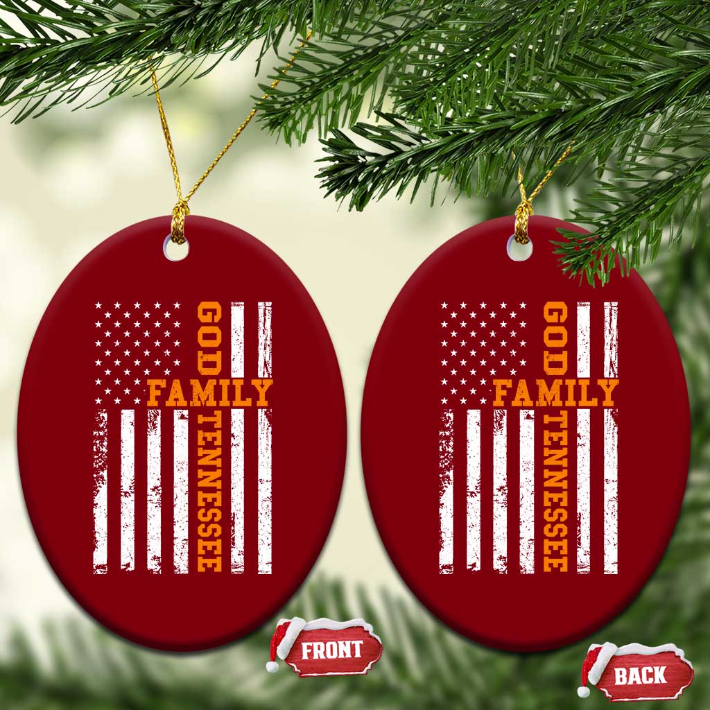 God Family Tennessee Ceramic Ornament TN Game Day Christian American Flag