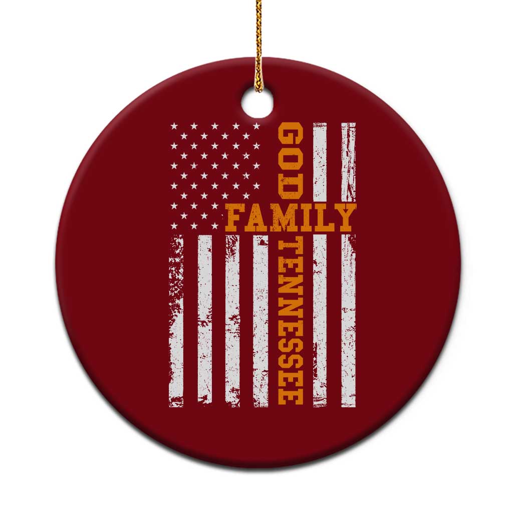 God Family Tennessee Ceramic Ornament TN Game Day Christian American Flag