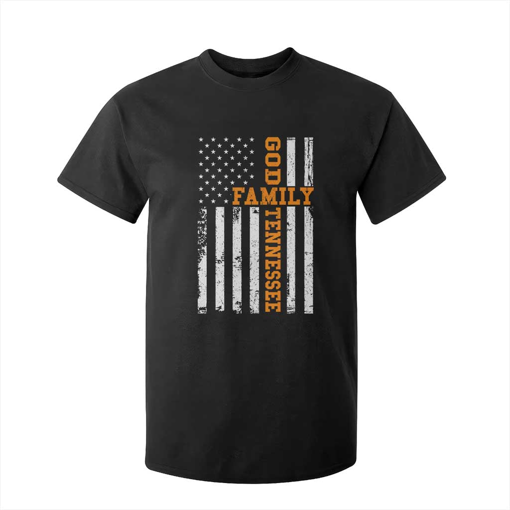 God Family Tennessee T Shirt For Kid TN Game Day Christian American Flag