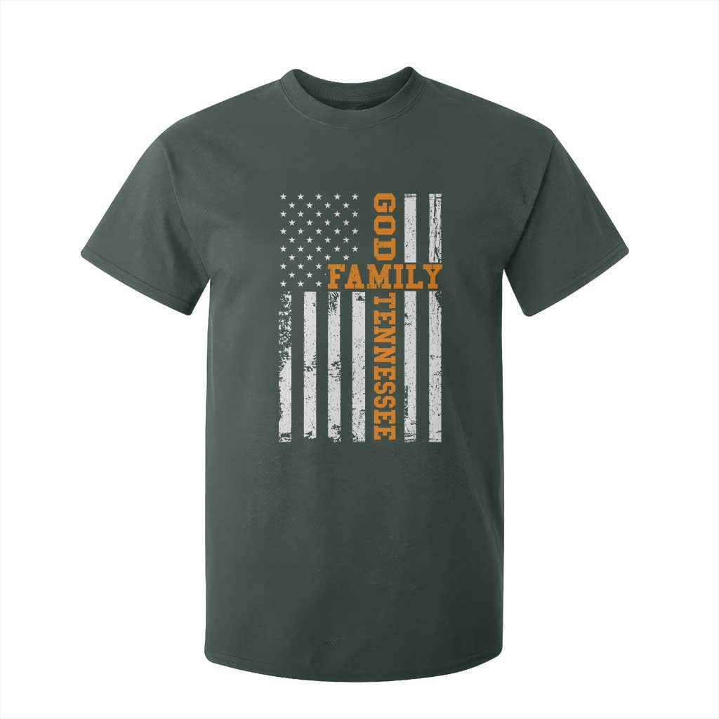 God Family Tennessee T Shirt For Kid TN Game Day Christian American Flag