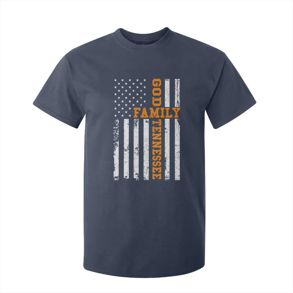 God Family Tennessee T Shirt For Kid TN Game Day Christian American Flag