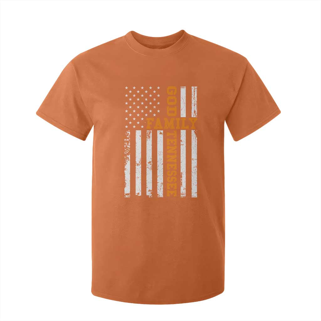 God Family Tennessee T Shirt For Kid TN Game Day Christian American Flag