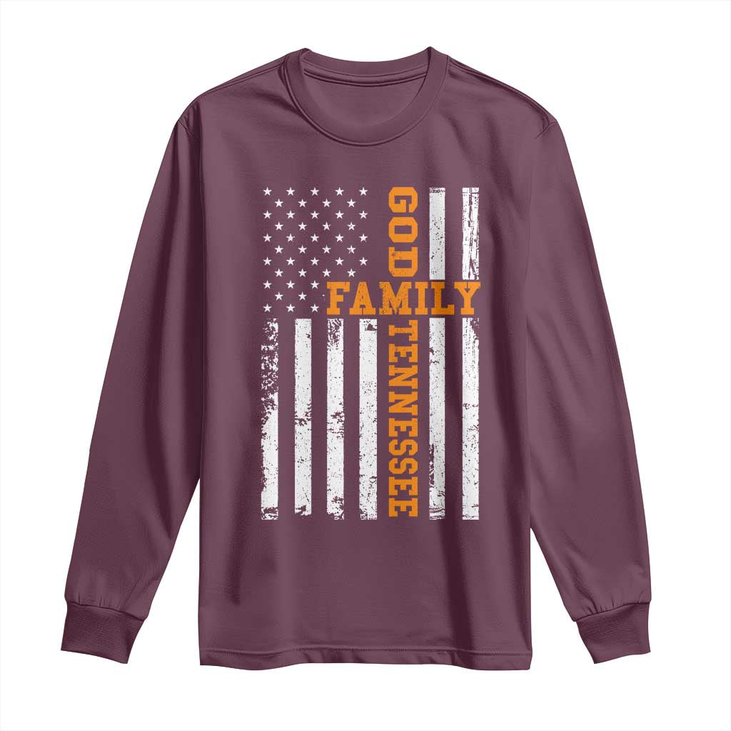 God Family Tennessee Long Sleeve Shirt TN Game Day Christian American Flag