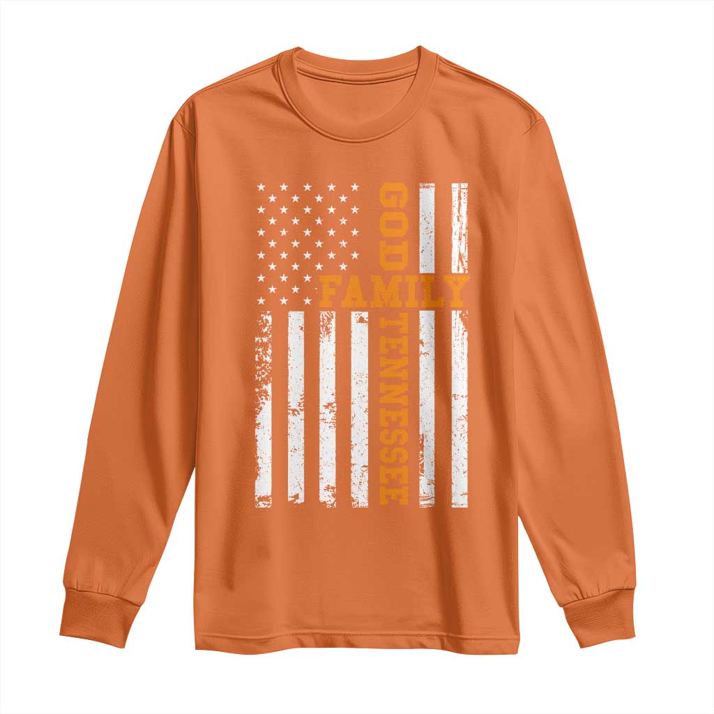God Family Tennessee Long Sleeve Shirt TN Game Day Christian American Flag