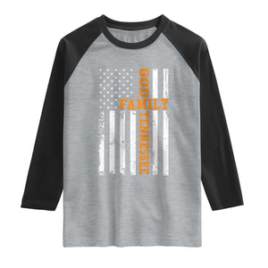 God Family Tennessee Raglan Shirt TN Game Day Christian American Flag