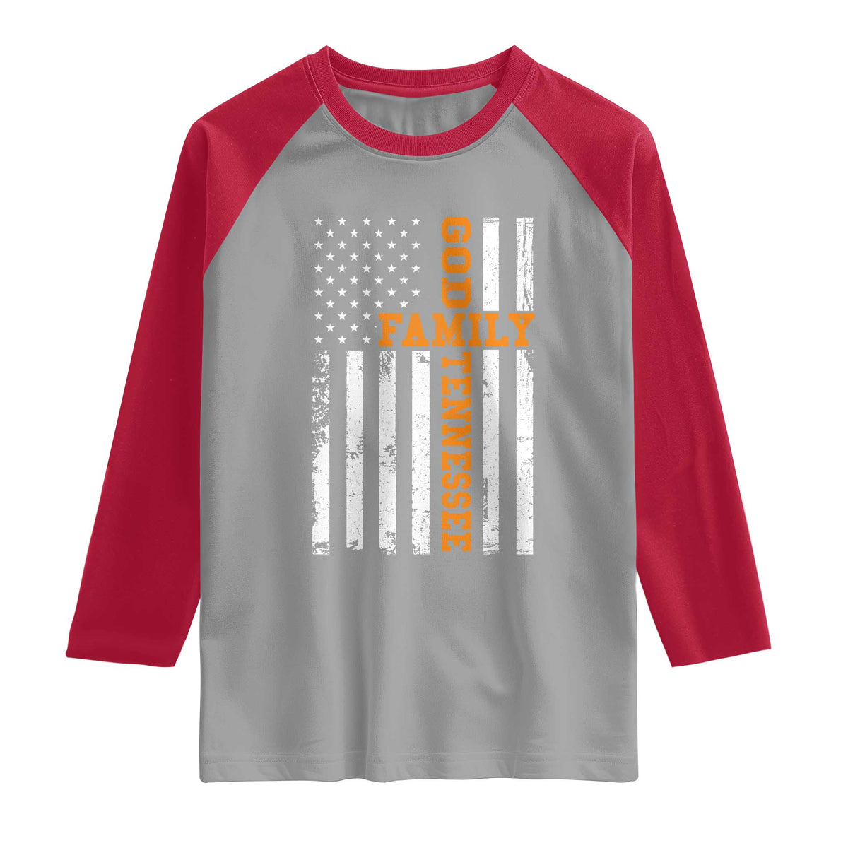 God Family Tennessee Raglan Shirt TN Game Day Christian American Flag