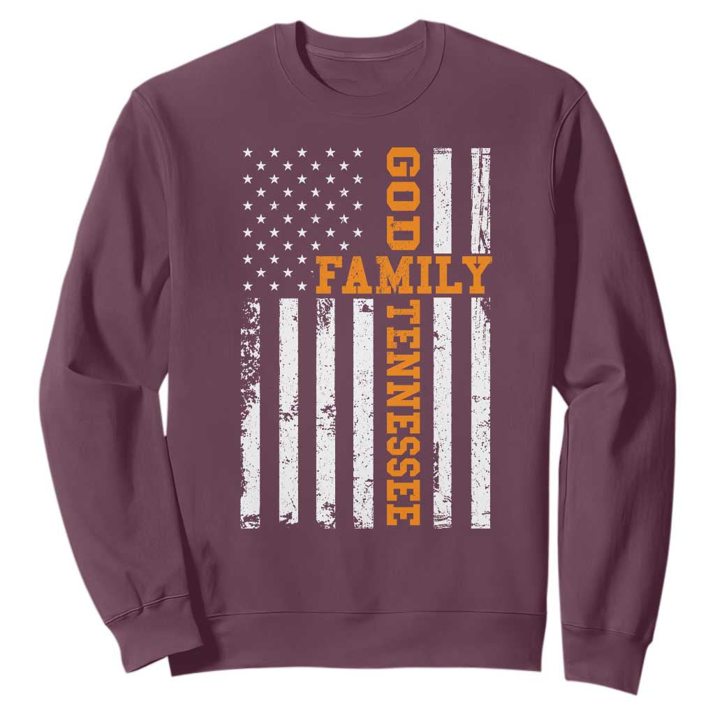 God Family Tennessee Sweatshirt TN Game Day Christian American Flag