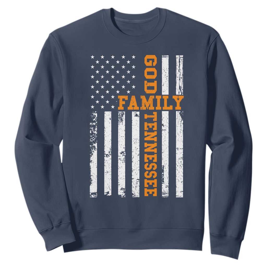 God Family Tennessee Sweatshirt TN Game Day Christian American Flag