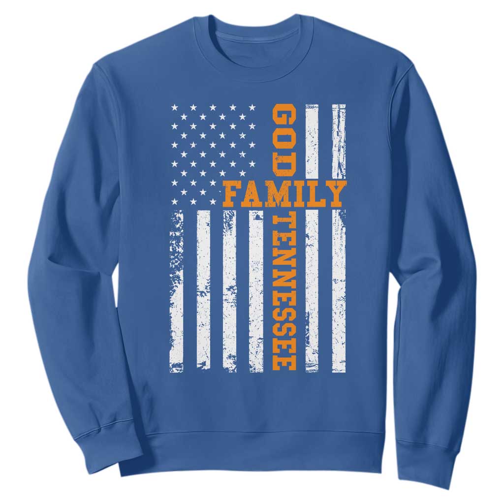 God Family Tennessee Sweatshirt TN Game Day Christian American Flag