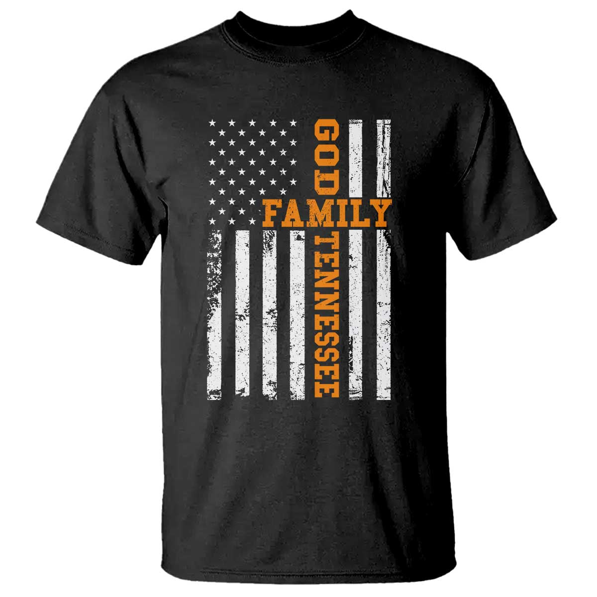 God Family Tennessee T Shirt TN Game Day Christian American Flag TS11 Black Print Your Wear