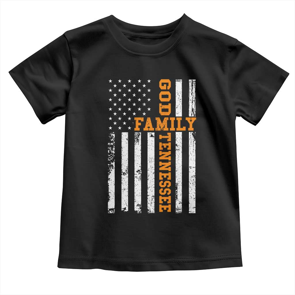 God Family Tennessee Toddler T Shirt TN Game Day Christian American Flag