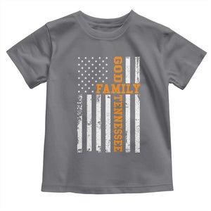 God Family Tennessee Toddler T Shirt TN Game Day Christian American Flag