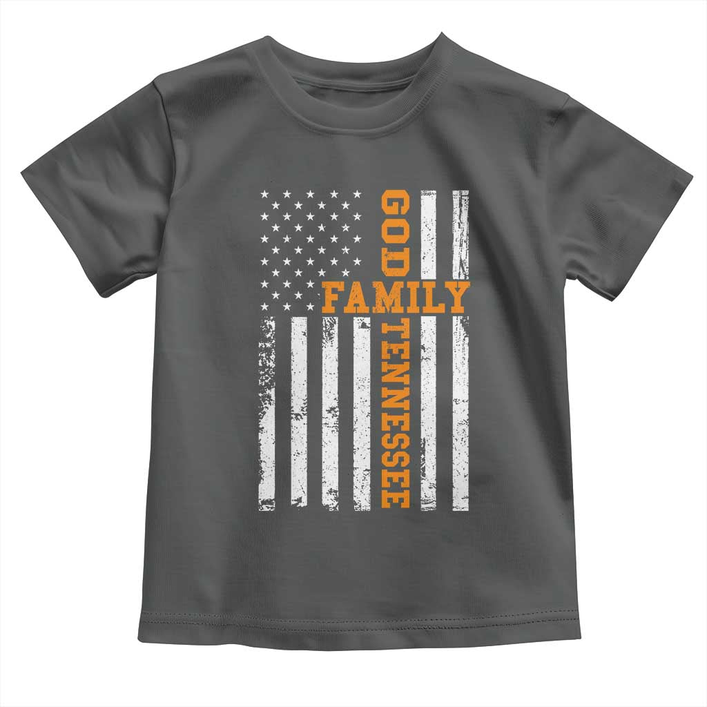 God Family Tennessee Toddler T Shirt TN Game Day Christian American Flag