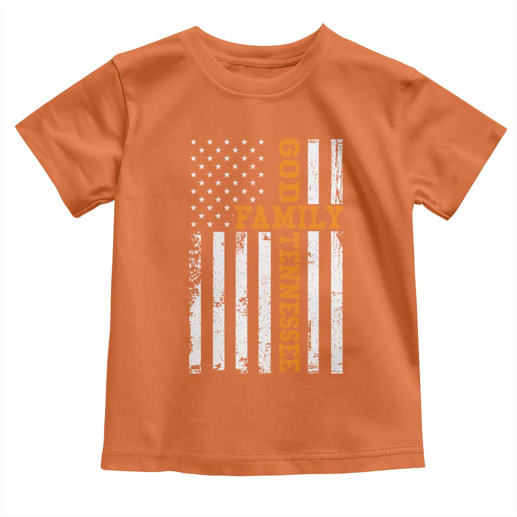 God Family Tennessee Toddler T Shirt TN Game Day Christian American Flag