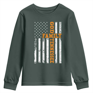 God Family Tennessee Youth Sweatshirt TN Game Day Christian American Flag