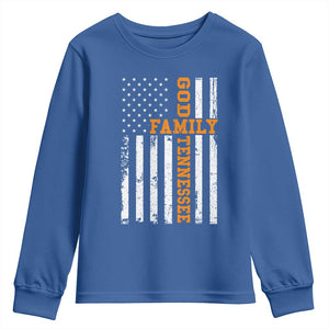 God Family Tennessee Youth Sweatshirt TN Game Day Christian American Flag