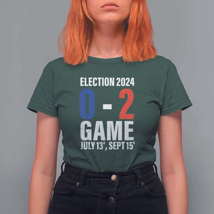 Trump Supporter T Shirt For Women Election 2024 Game 0 2 Score July September Never Surrender TS11 Dark Forest Green Print Your Wear