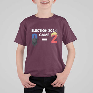 Funny Trump Supporter T Shirt For Kid Election 2024 Game 0 2 Score Blond Hair Assassin TS11 Maroon Print Your Wear