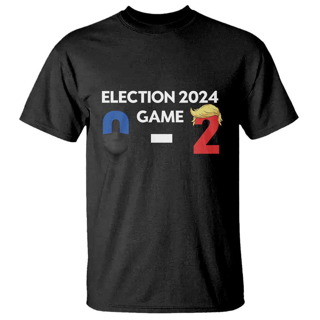 Funny Trump Supporter T Shirt Election 2024 Game 0 2 Score Blond Hair Assassin TS11 Black Print Your Wear