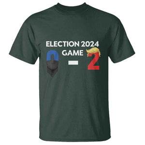 Funny Trump Supporter T Shirt Election 2024 Game 0 2 Score Blond Hair Assassin TS11 Dark Forest Green Print Your Wear