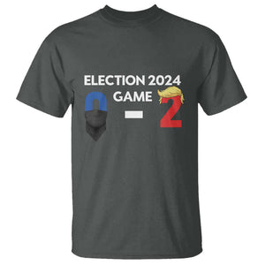 Funny Trump Supporter T Shirt Election 2024 Game 0 2 Score Blond Hair Assassin TS11 Dark Heather Print Your Wear