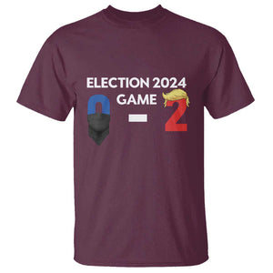 Funny Trump Supporter T Shirt Election 2024 Game 0 2 Score Blond Hair Assassin TS11 Maroon Print Your Wear