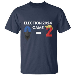 Funny Trump Supporter T Shirt Election 2024 Game 0 2 Score Blond Hair Assassin TS11 Navy Print Your Wear